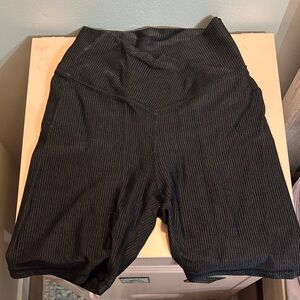 Aerie Black Striped/ribbed Biker Shorts
